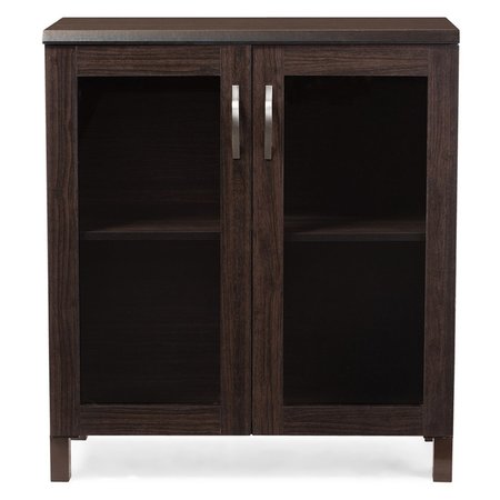 Baxton Studio Sintra Modern Dark Brown Sideboard Storage Cabinet with Glass Doors 119-6499